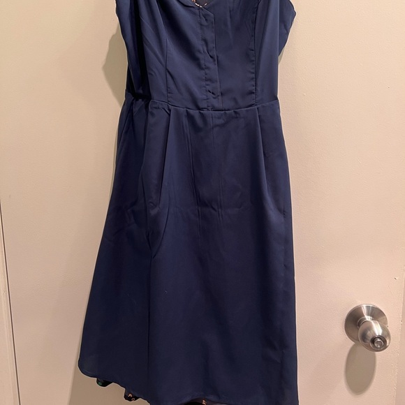 NWOT ModCloth Living Lightheartedly Navy Seahorse Pattern Sundress w/pockets 00 - Picture 5 of 6